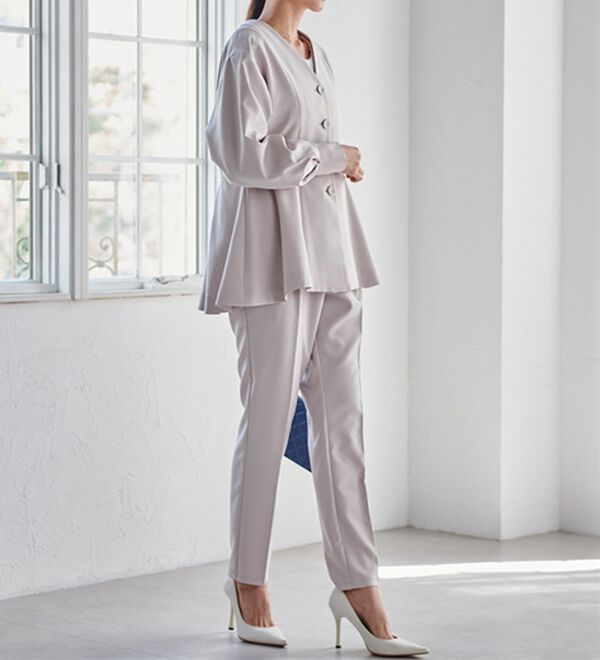 RANAN（ラナン）の「【２点セット】Ｖネックペプラムセットアップ（パンツスーツ）」｜詳細画像