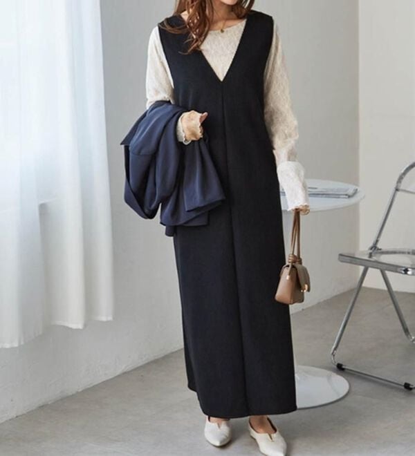 RANAN（ラナン）の「あったか裏ベロアニットコールジャンパースカート（ジャンパースカート）」｜詳細画像