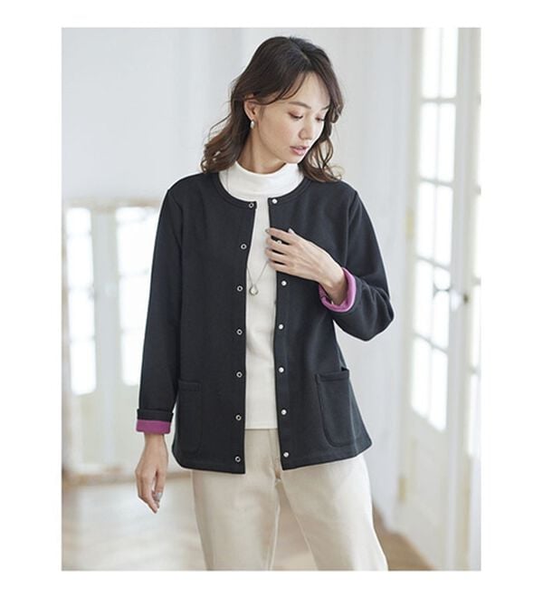 BELLUNA（ベルーナ）の「パチパチしにくい！静電気防止裏フリース配色カーディガン（その他カーディガン）」｜詳細画像