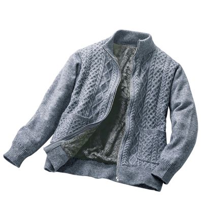 「編地の表情にこだわる裏ボアフルジップニット（メンズニット・セーター）」