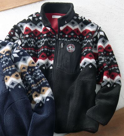 「＜ハッシュパピー＞フェアアイル柄ボアフリースブルゾン（メンズブルゾン）」