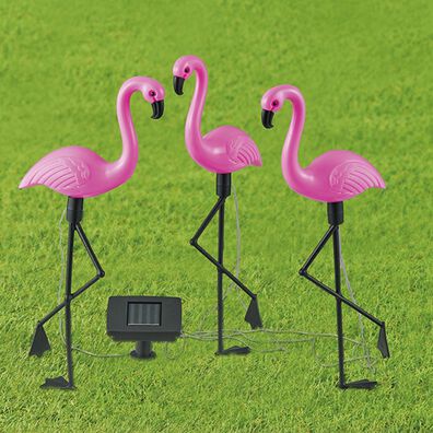 「ソーラー庭園灯「３羽のフラミンゴ」（ガーデニング・園芸用品）」