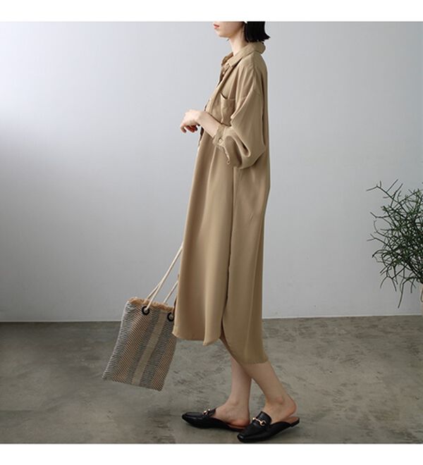 GeeRA（ジーラ）の「スリット入りロングシャツワンピース（シャツワンピース）」｜詳細画像