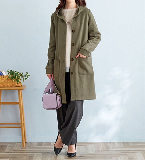 BELLUNA（ベルーナ）の「ボーダージャカード素材フードカーディガン（その他ジャケット）」｜詳細画像