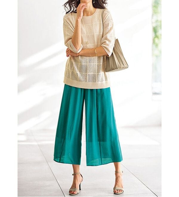 BELLUNA（ベルーナ）の「スラブ素材ポケット付ワイドパンツ（ワイドパンツ・ガウチョ）」｜詳細画像