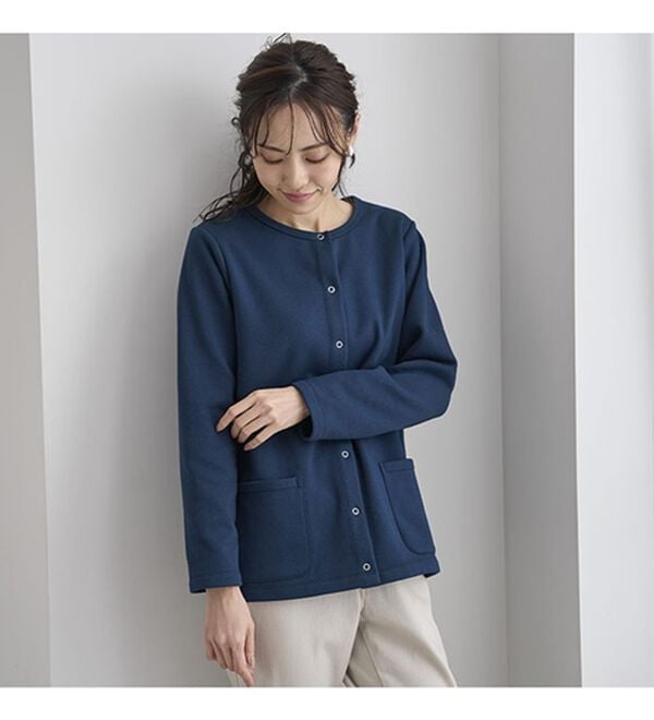 BELLUNA（ベルーナ）の「パチパチしにくい！静電気防止裏フリース配色カーディガン（その他カーディガン）」｜詳細画像