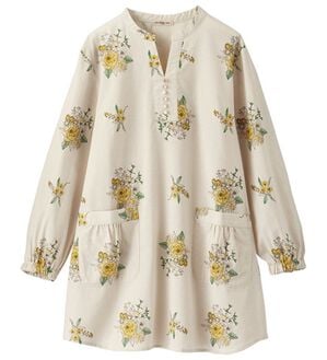 BELLUNA（ベルーナ）の「綿１００％平織りしっかり素材かっぽうチュニック（パジャマ・ルームウェア）」｜オフベージュ