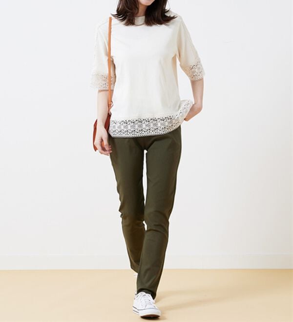 BELLUNA（ベルーナ）の「チノ見えストレッチ素材スリムパンツ（フルレングスパンツ）」｜詳細画像