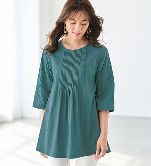 BELLUNA（ベルーナ）の「細見え綿レース使い切替チュニック（チュニック）」｜詳細画像