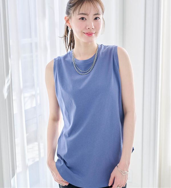 RANAN（ラナン）の「ひんやり！＜BC＞綿100％タンクトップ【選べる着丈】（カットソー）」｜詳細画像