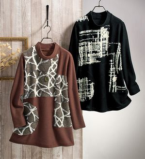 ルフラン（ルフラン）の「【２色組】圧縮ジャカード暖かチュニック（チュニック）」｜2色組