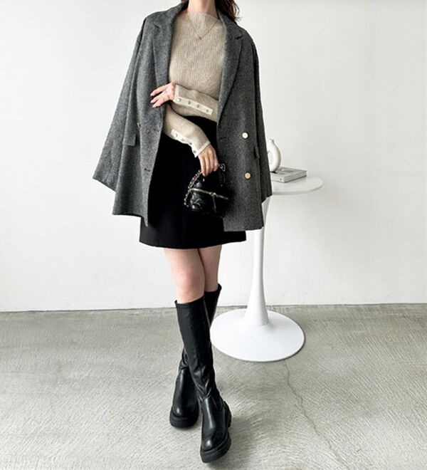 GeeRA（ジーラ）の「袖口ボタン配色ボートネックリブニット（ニット・セーター）」｜詳細画像