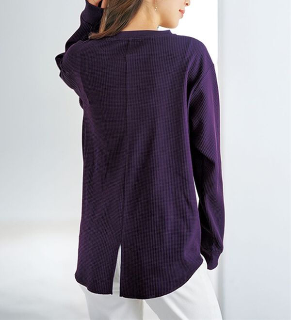 BELLUNA（ベルーナ）の「《快適Ｌａｂ．》 乾きやすい！ドライワッフルプルオーバー（カットソー）」｜詳細画像