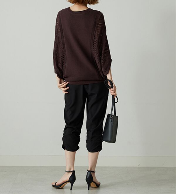 BELLUNA（ベルーナ）の「透かし編ドルマンニットプルオーバー（ニット・セーター）」｜詳細画像