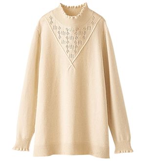 BELLUNA（ベルーナ）の「アンゴラ入り透かし編ニットプルオーバー（ニット・セーター）」｜アイボリー