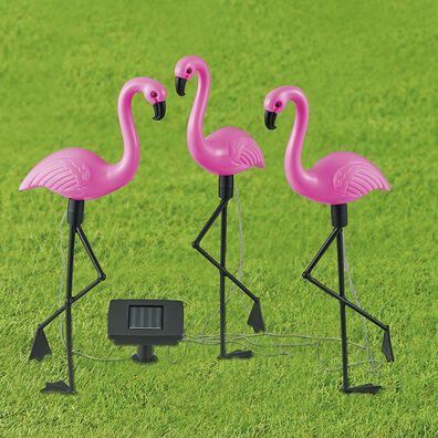 「ソーラー庭園灯「３羽のフラミンゴ」（ガーデニング・園芸用品）」