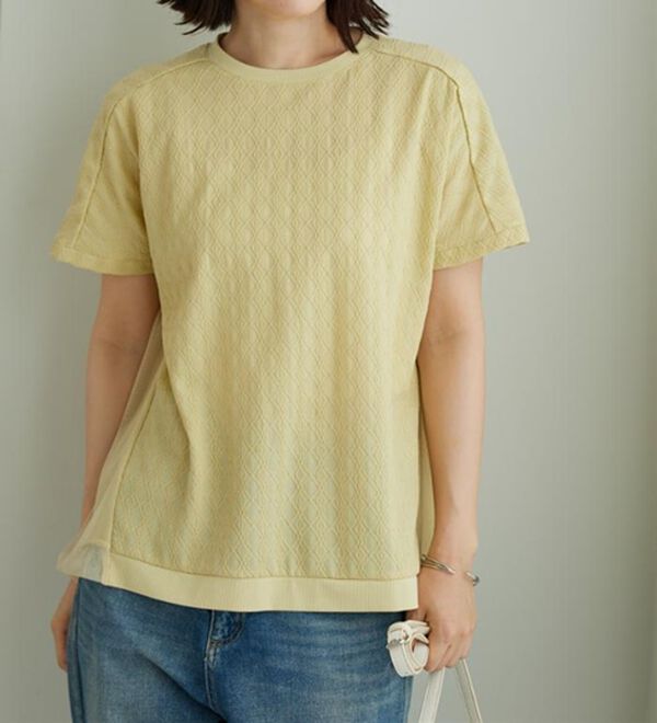 BELLUNA（ベルーナ）の「ジャカード素材チュール重ねプルオーバー（カットソー）」｜詳細画像