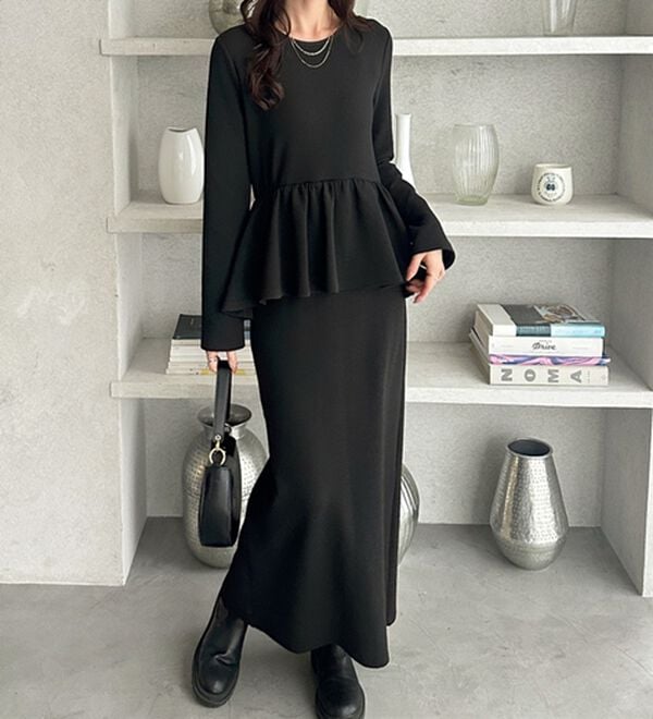 GeeRA（ジーラ）の「楽ちん！ペプラムデザインワンピース（カットソーワンピース）」｜詳細画像