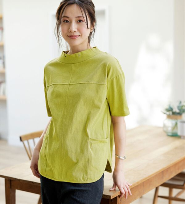 BELLUNA（ベルーナ）の「抗菌防臭綿１００％切替デザインプルオーバー（カットソー）」｜詳細画像