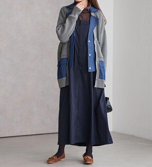 RANAN（ラナン）の「重ね着風デニム切替ニットジャケット（その他ジャケット）」｜詳細画像