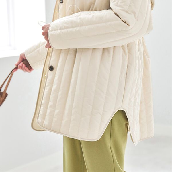 BELLUNA（ベルーナ）の「中わたストライプキルト２ＷＡＹコート（ハーフコート）」｜詳細画像