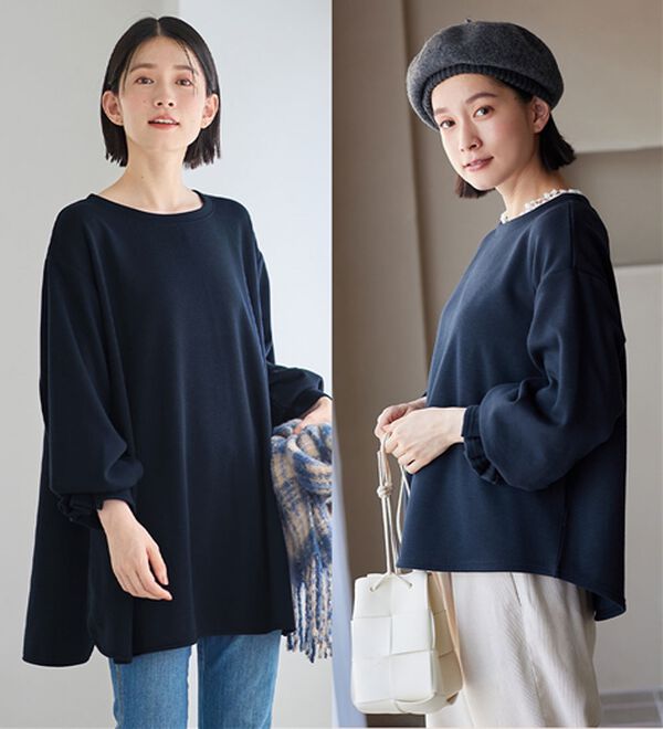 蓄熱保温】裏ファー袖タックプルオーバー - ベルーナ【公式】 