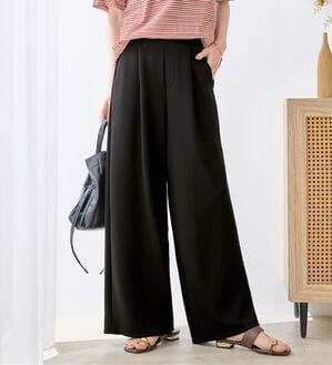 「なめらかダンボールワイドパンツ（ワイドパンツ・ガウチョ）」｜ブラック