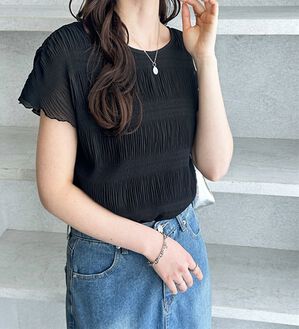 GeeRA（ジーラ）の「前後２ＷＡＹシアーシャーリングブラウス（ブラウス）」｜ブラック