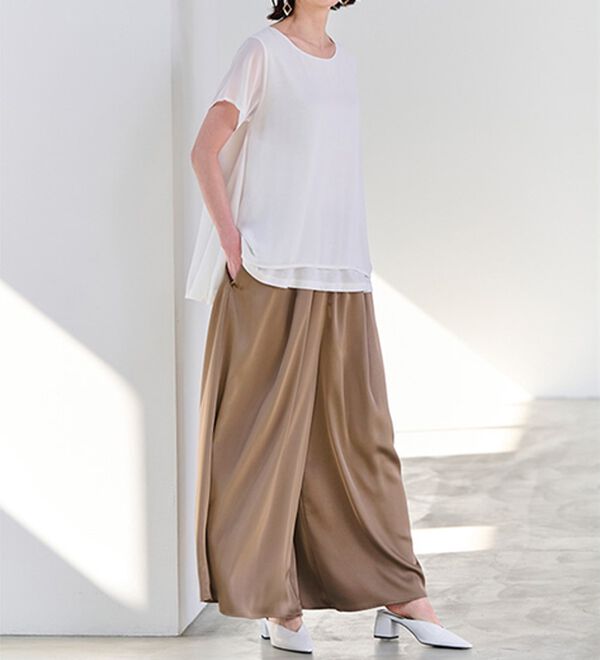 RANAN（ラナン）の「サテンワイドパンツ（ワイドパンツ・ガウチョ）」｜詳細画像