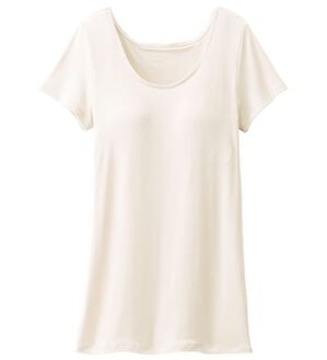 LAVIENNE（ラヴィエンヌ）の「【吸汗速乾】＜さらりラボ＞カップ付半袖インナー（ブラトップ・カップ付きインナー）」｜オフホワイト