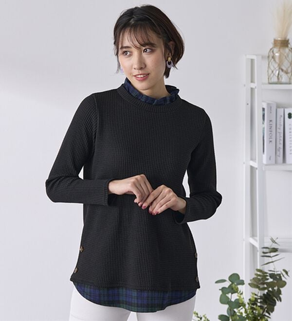 BELLUNA（ベルーナ）の「異素材重ね着風チュニック（チュニック）」｜詳細画像