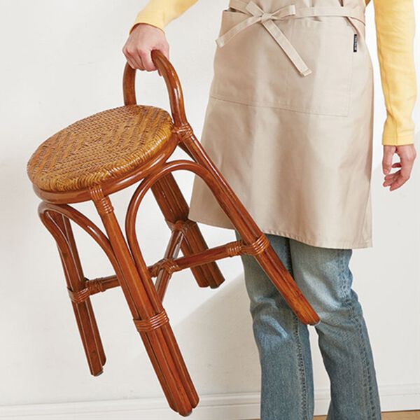 「高さが選べる取っ手付籐スツール（椅子・チェア・スツール）」｜詳細画像