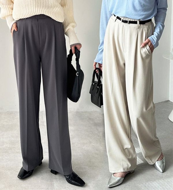 GeeRA（ジーラ）の「美脚魅せタックワイドスラックスパンツ（ワイドパンツ・ガウチョ）」｜詳細画像