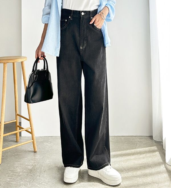 GeeRA（ジーラ）の「ハイウエストストレートデニム（ワイドパンツ・ガウチョ）」｜詳細画像