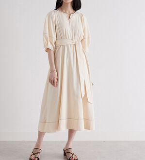 GeeRA（ジーラ）の「前後２ＷＡＹランタンスリーブフレアーワンピース（その他ワンピース）」｜アイボリー