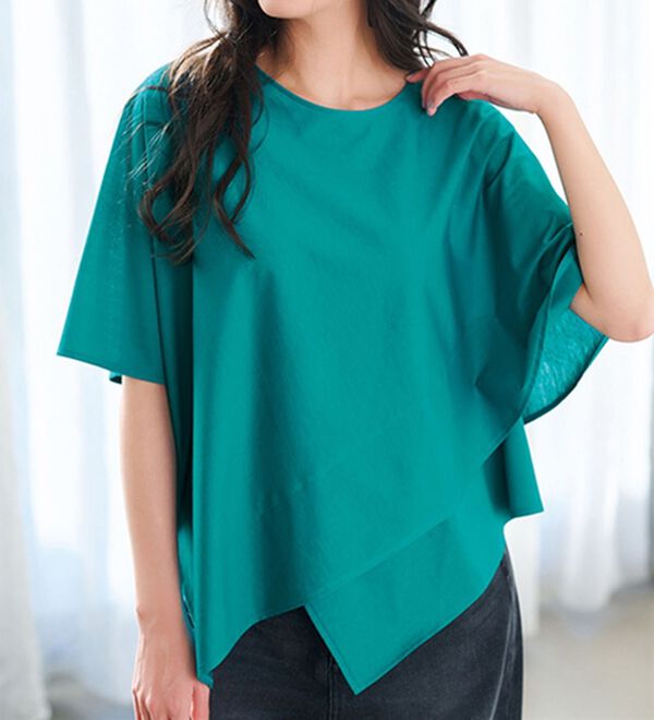 RANAN（ラナン）の「ひんやり！スクエアヘムカットソー（Tシャツ）」｜アクアグリーン