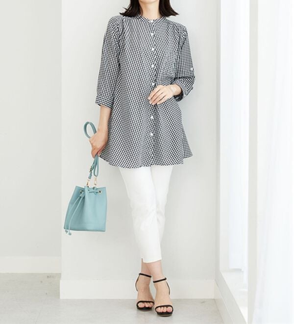 BELLUNA（ベルーナ）の「フランス綾ドレープ使いシャツチュニック（チュニック）」｜詳細画像