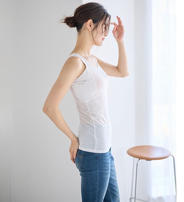 LAVIENNE（ラヴィエンヌ）の「【暑がりさん必見！】瞬間ひんやり冷感！タンクトップインナー＜さらりラボ＞（肌着・インナーウェア）」｜詳細画像