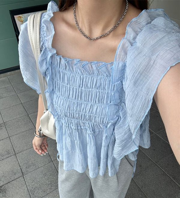 GeeRA（ジーラ）の「フリルシャーリングブラウス（ブラウス）」｜詳細画像