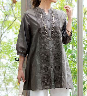 ルフラン（ルフラン）の「パネル刺しゅうワンピース＜ラネルティ＞（チュニック）」｜詳細画像