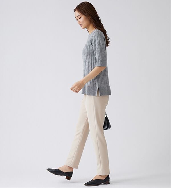 BELLUNA（ベルーナ）の「裏起毛ジョーゼット素材テーパードパンツ（テーパードパンツ）」｜詳細画像