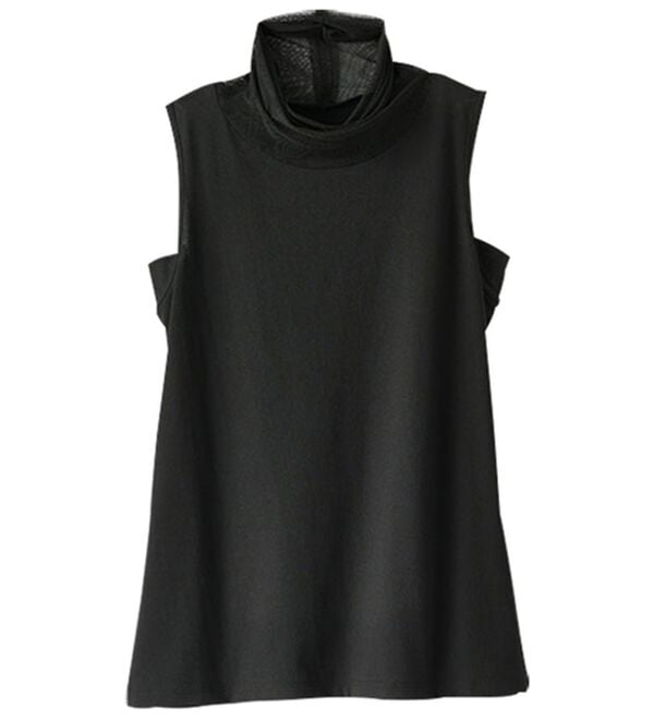 BELLUNA（ベルーナ）の「綿混素材脇汗対策チュール使いインナー（タンクトップ・キャミソール）」｜黒