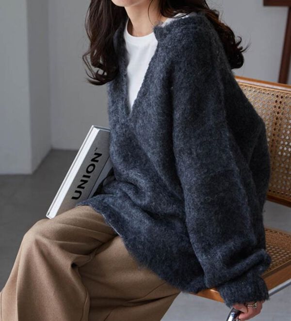 RANAN（ラナン）の「ディープキーネックシャギーニット（ニット・セーター）」｜詳細画像