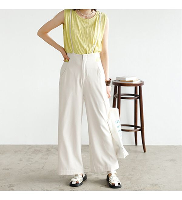 GeeRA（ジーラ）の「サイドカットアウトサス付ハイウエストパンツ（オールインワン）」｜詳細画像