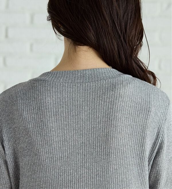 BELLUNA（ベルーナ）の「ラメ調リブ素材ペプラムカーディガン（ニットカーディガン）」｜詳細画像