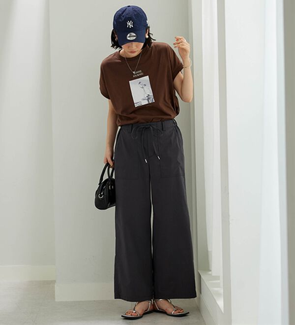 BELLUNA（ベルーナ）の「麻入りストレッチ素材ベイカーワイドパンツ（ワイドパンツ・ガウチョ）」｜詳細画像