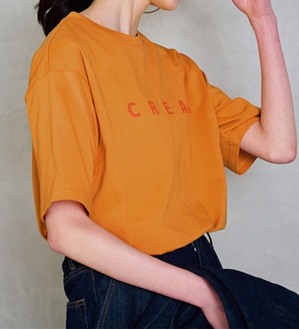 RANAN（ラナン）の「プリントロゴＴシャツ（カットソー）」｜オレンジ&times;オレンジ(クリーム)