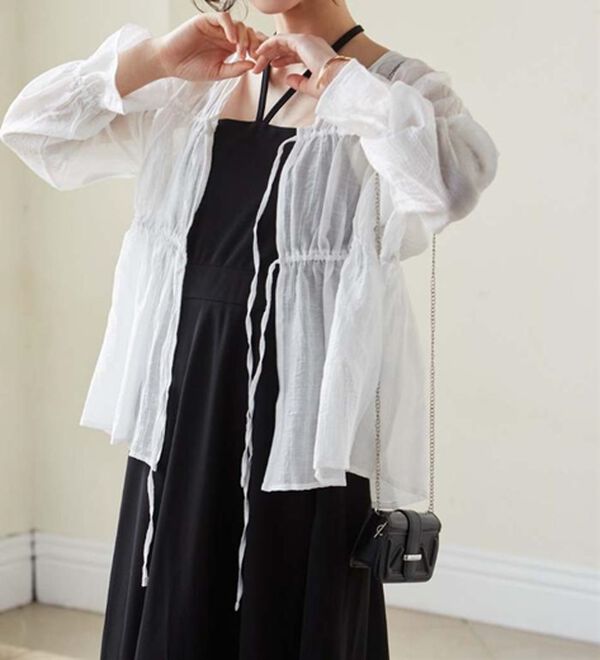 RANAN（ラナン）の「リボンドロストブラウス（ブラウス）」｜オフホワイト