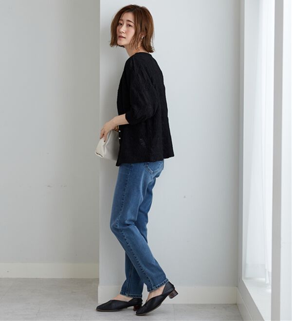 BELLUNA（ベルーナ）の「波柄シアージャカード素材カーディガン（ニットカーディガン）」｜詳細画像