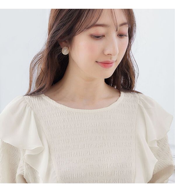 alotta（アロッタ）の「キャンディー５分袖ラッフルブラウス（ブラウス）」｜詳細画像